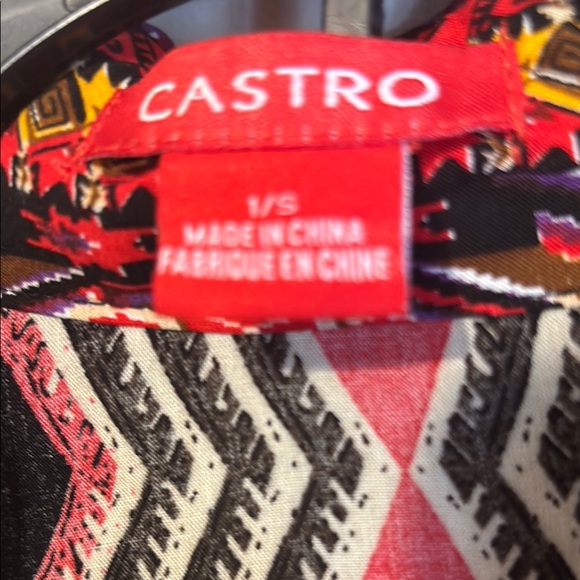 C.I. Castro Red and Black Patterned Blouse - Picture 13 of 13